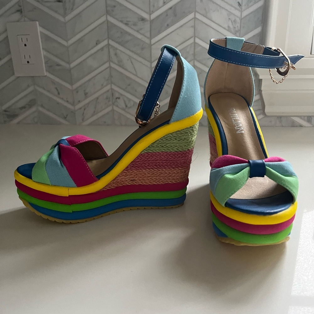 Rainbow platform sandals